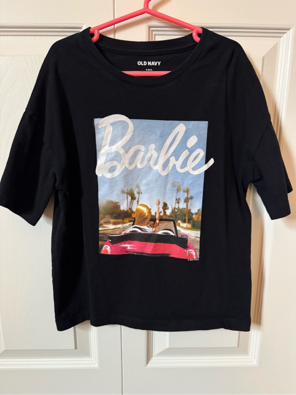 Old Navy Black Barbie Graphic Tee with Pink Convertible